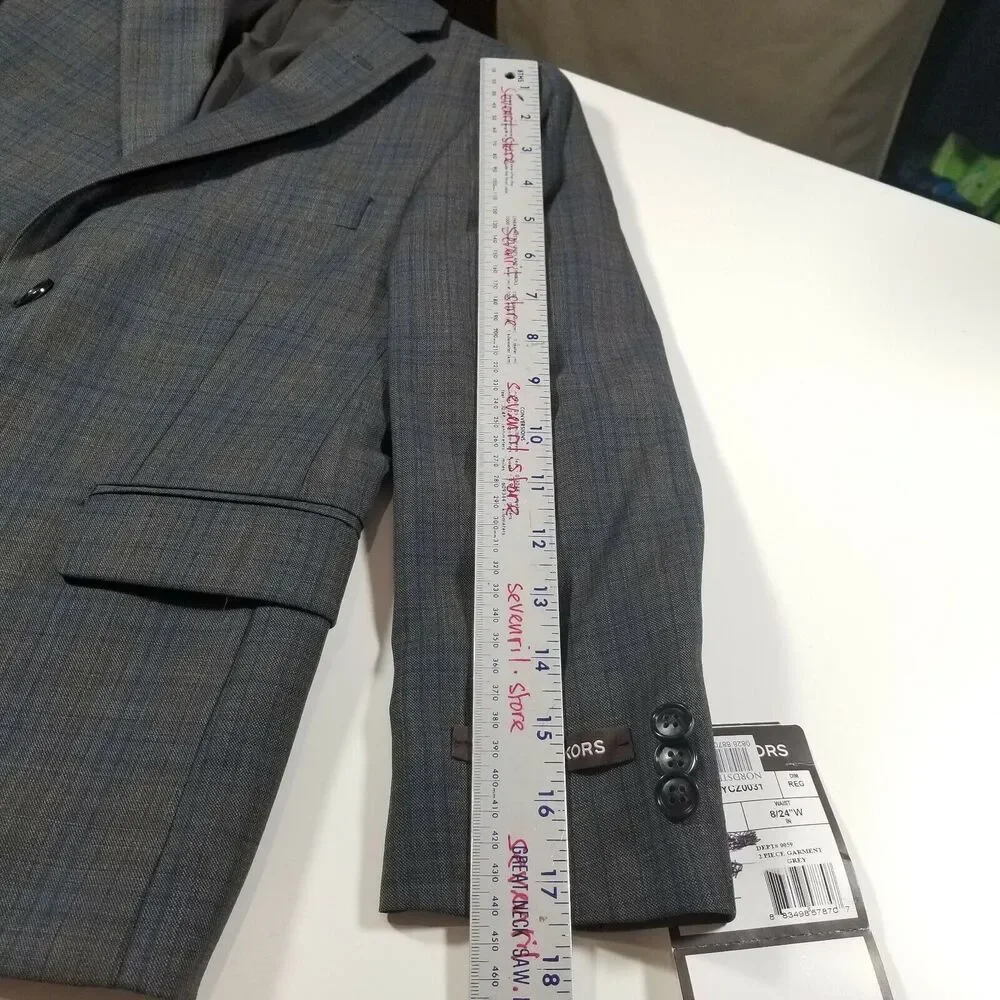 Michael Kors Boys 2-Piece Suit Size 8 Gray Blue Unhemmed Pants Formal NWT $225